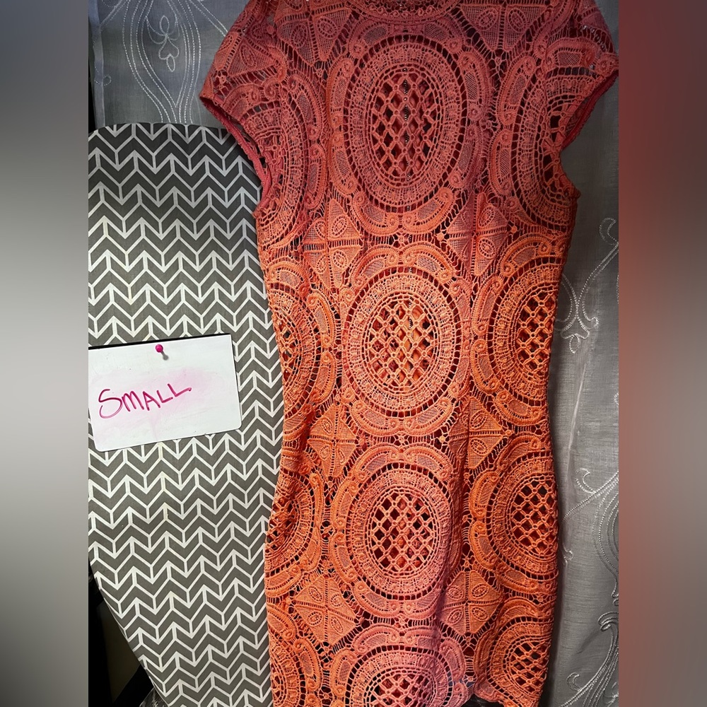 Coral lace dress